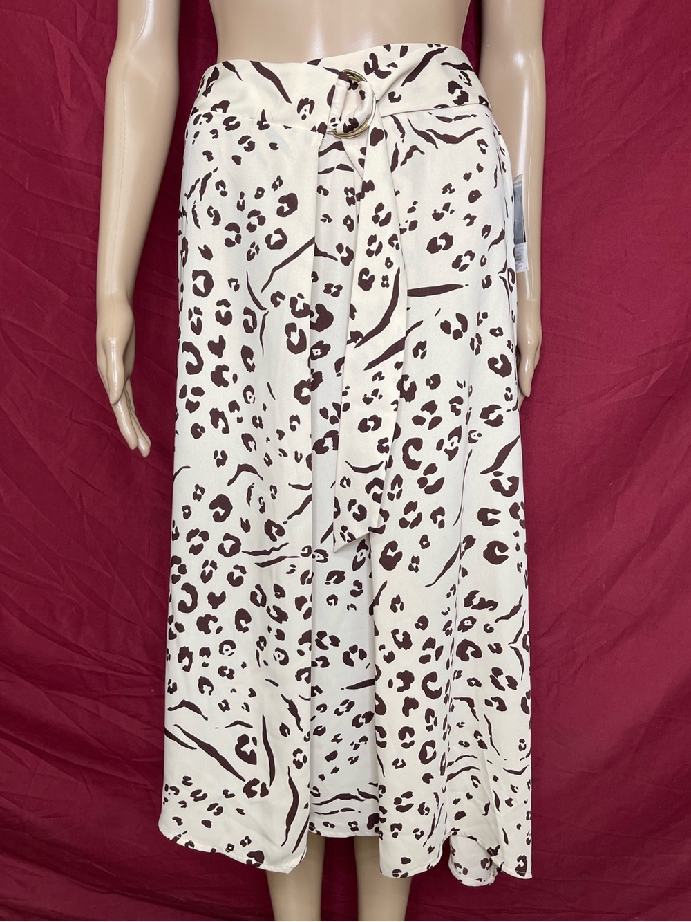 Nine West Bold Animal Collection Asymmetrical Faux Wrap Midi Skirt Size XXL NWT